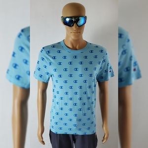 CHAMPION AUTHENTIC HERITAGE TEE TSHIRT MEN'S REGULAR FIT CREW NECK SZ S SKYBLUE